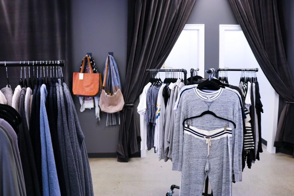 The Find Fort Wanye clothing display